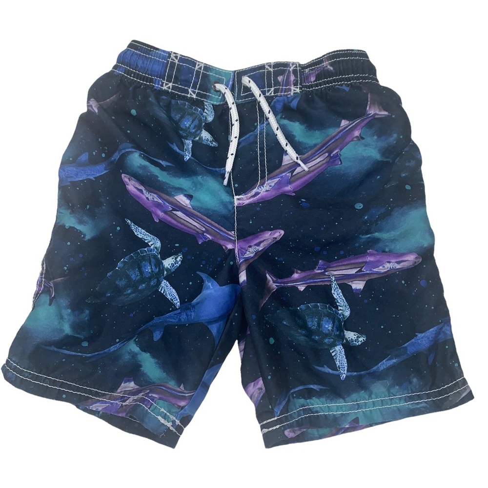 Carters Boys Size 5 Swim Shorts Space Sharks Turtles Ocean